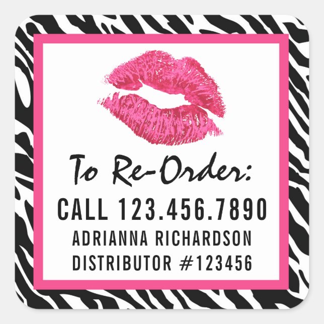 Lipstick Distributor Zebra Kiss Re-Order Étiquette (Devant)