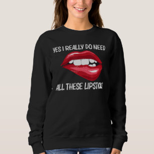 Lipstick For Women Girls Lip Biting Red Lips Make Sweatshirt