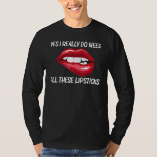 Lipstick For Women Girls Lip Biting Red Lips Make  T-Shirt