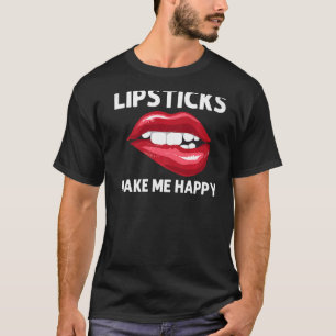 Lipstick For Women Girls Lip Biting Red Lips Make T-Shirt
