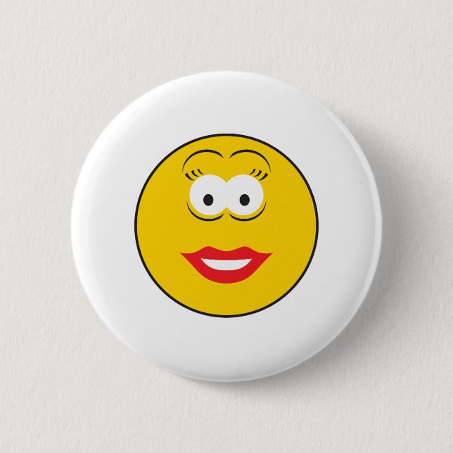 Lipstick Girl Face 2 Inch Round Button (Front)