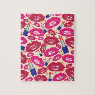 Lipstick Kiss Pattern Jigsaw Puzzle