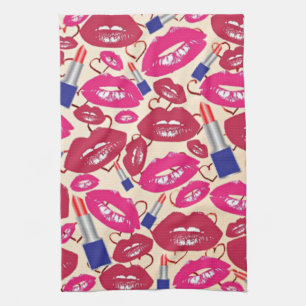 Lipstick Kiss Pattern Kitchen Towel