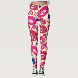 Lipstick Kiss Pattern Leggings