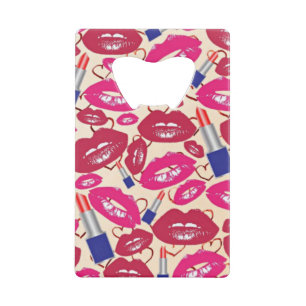 Lipstick Kiss Pattern Wallet Bottle Opener