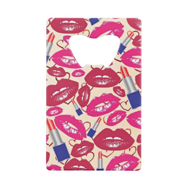 Lipstick Kiss Pattern Wallet Bottle Opener (Front)