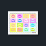 Lipstick KISS Pop Art Gallery Wrapped Canvas<br><div class="desc">A Bevy of Pop Art Style KISSES,  Lipstick Kisses! Lips in a rainbow of colours on a Gallery Wrapped Canvas - Ready to hang,  no frame needed! Perfect for a girls bedroom,  a bathroom or a little home decor kitsch! Choose your background colour and pick your size!</div>