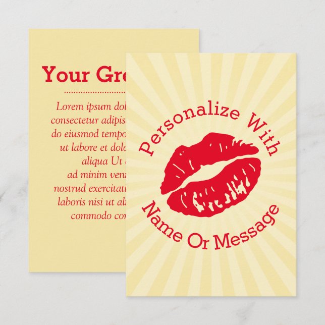 Lipstick Kiss (red) Flat Card Invite (Front/Back)
