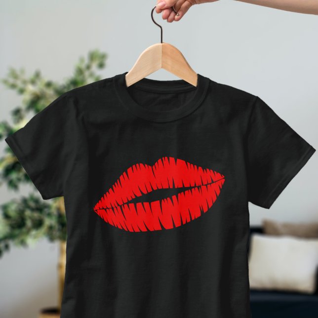 Lipstick Kiss Red Lips Womens T-Shirt (A red lipstick kiss shirt just for you)