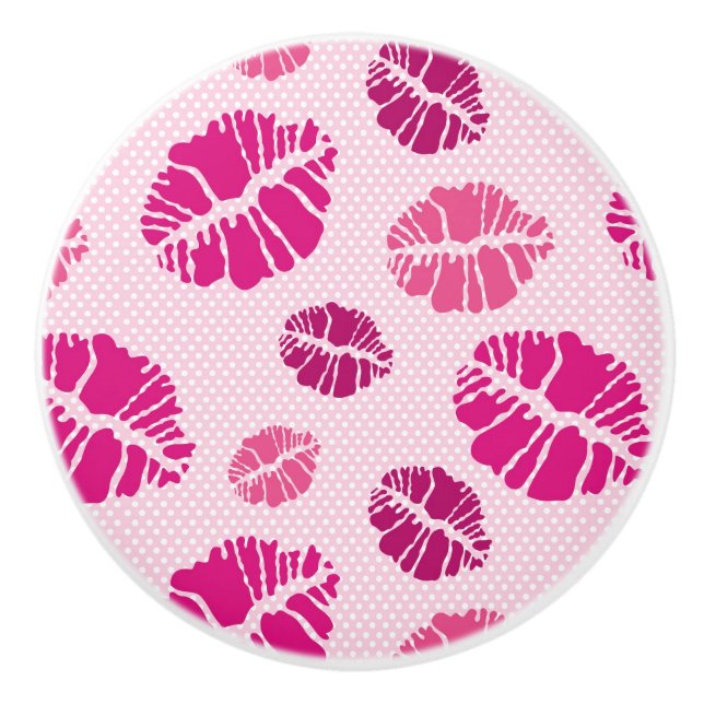 Lipstick Kiss Shape Print Pattern Ceramic Knob (Front)