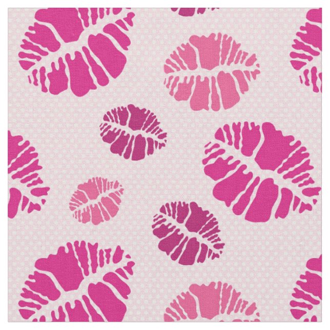Lipstick Kiss Shape Print Pattern Fabric (Close Up)