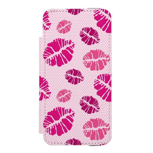 Lipstick Kiss Shape Print Pattern Incipio iPhone Wallet Case (Folio Front)