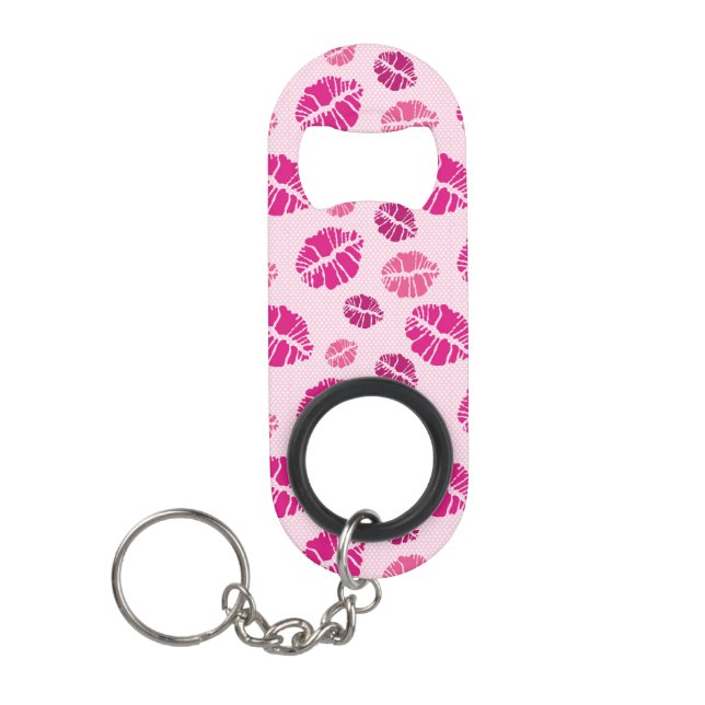 Lipstick Kiss Shape Print Pattern Keychain Bottle Opener (Front)