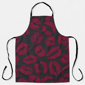 Lipstick Kisses: Dark Red Imprints Apron