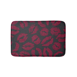 Lipstick Kisses: Dark Red Imprints Bath Mat