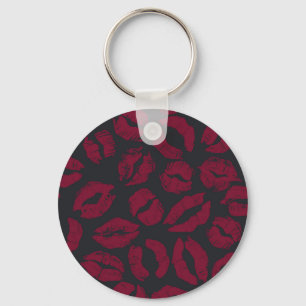 Lipstick Kisses: Dark Red Imprints Keychain