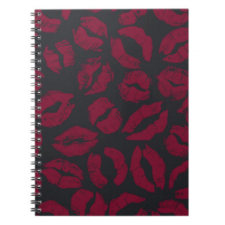 Lipstick Kisses: Dark Red Imprints Notebook