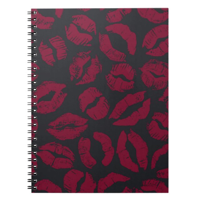 Lipstick Kisses: Dark Red Imprints Notebook (Front)
