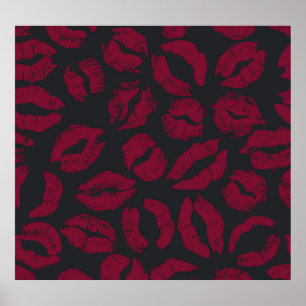 Lipstick Kisses: Dark Red Imprints Poster