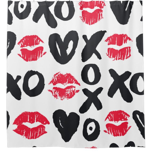 Lipstick Kisses Hearts Seamless Background (Front)