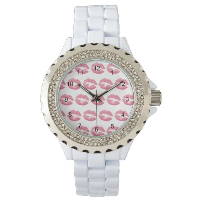 Lipstick Kisses Pink Watch (Front)