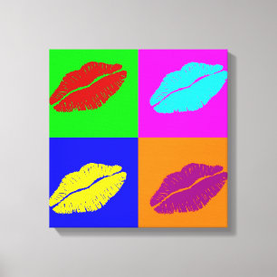 Lipstick kisses wrapped canvas
