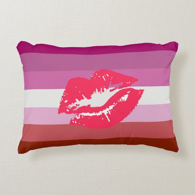 Lipstick Lesbian Pride Flag Accent Pillow (Front)