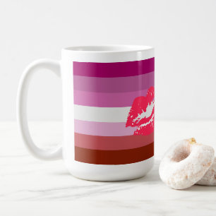 Lipstick Lesbian Pride Flag and Lips Coffee Mug