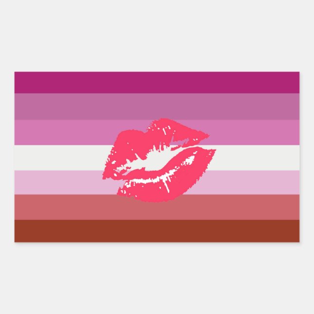 Lipstick Lesbian Pride Flag and Lips Sticker (Front)