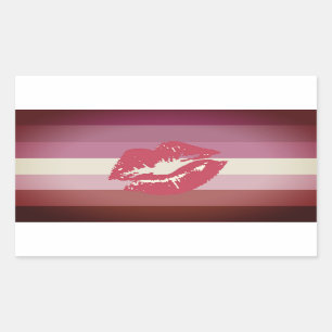 Lipstick Lesbian Pride Flag and Lips Sticker