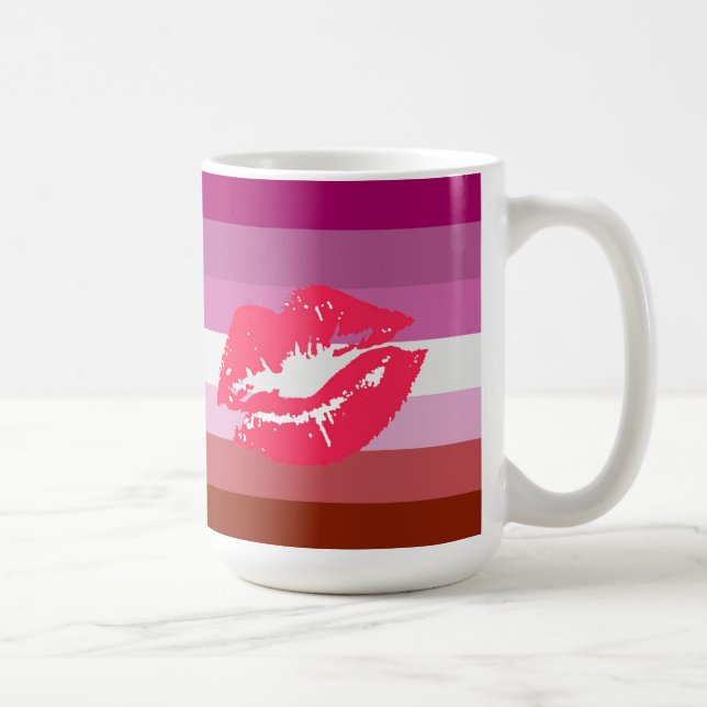 Lipstick Lesbian Pride Flag Coffee Mug (Right)