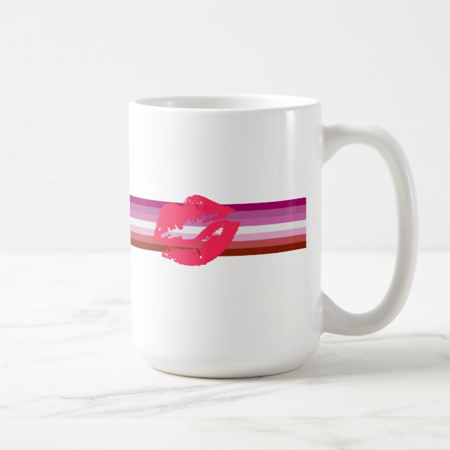Lipstick Lesbian Pride Flag Coffee Mug (Right)