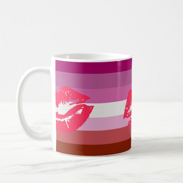 Lipstick Lesbian Pride Flag Coffee Mug (Left)