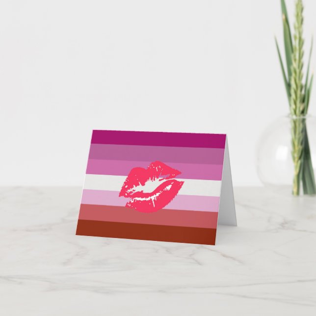 Lipstick Lesbian Pride Flag Holiday Card (Front)