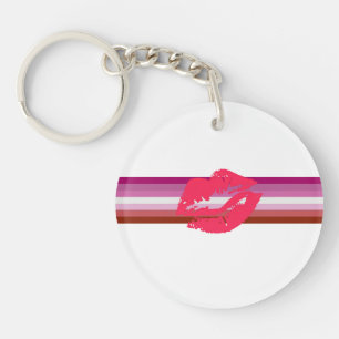 Lipstick Lesbian Pride Flag Keychain