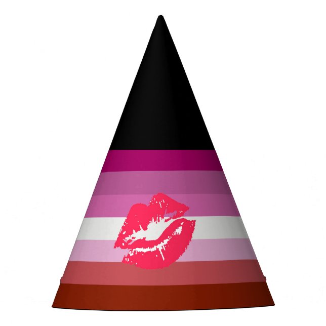 Lipstick Lesbian Pride Flag Party Hat (Front)