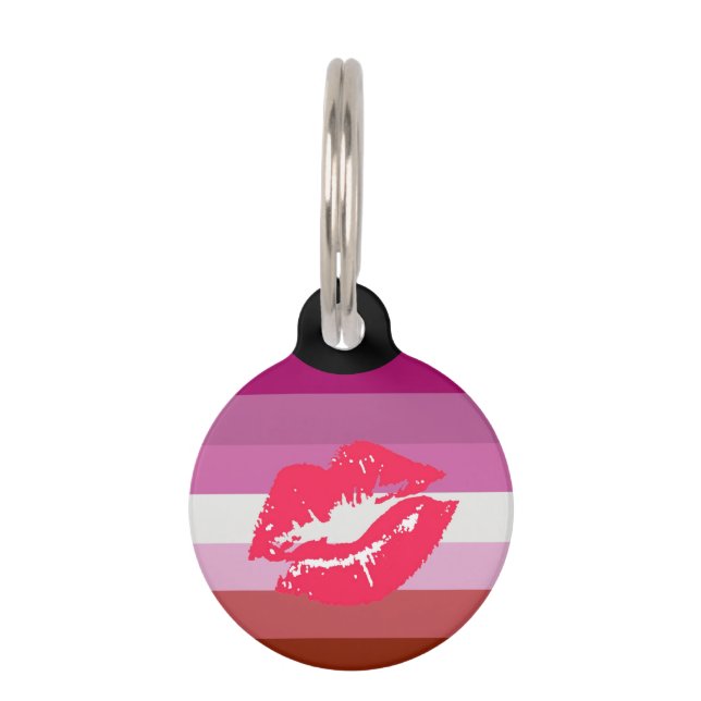 Lipstick Lesbian Pride Flag Pet Tag (Front)
