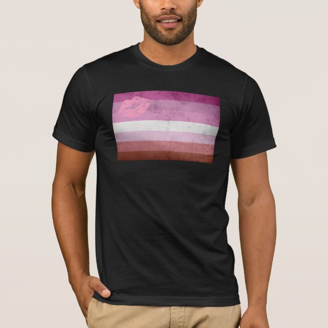 Lipstick Lesbian Pride Flag T-Shirt (Front)