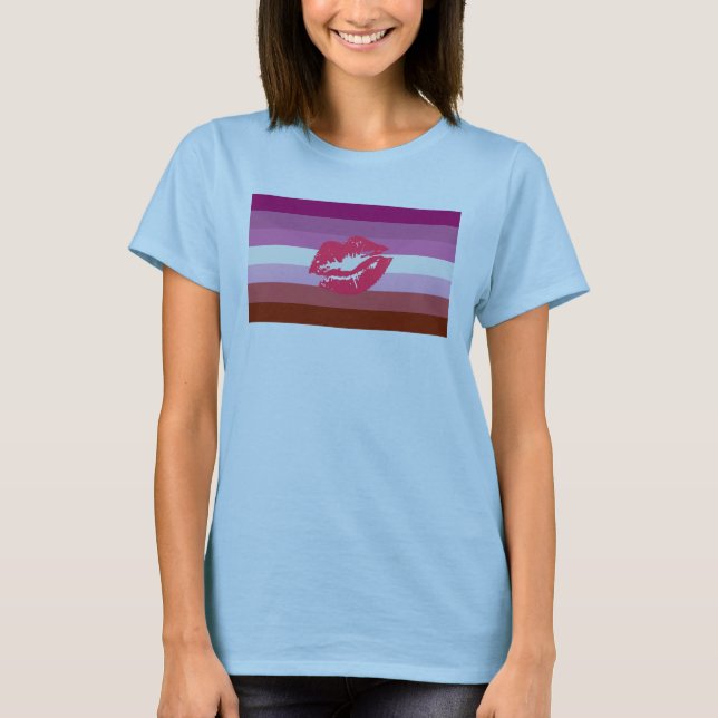 Lipstick Lesbian Pride Flag T-Shirt (Front)