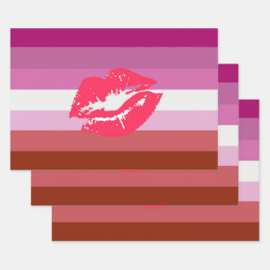 Lipstick Lesbian Pride Flag Wrapping Paper Sheet