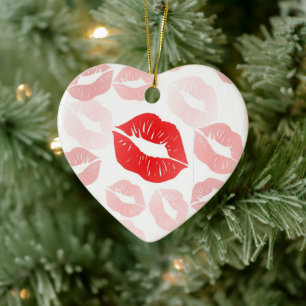 Lipstick Lips Ceramic Ornament
