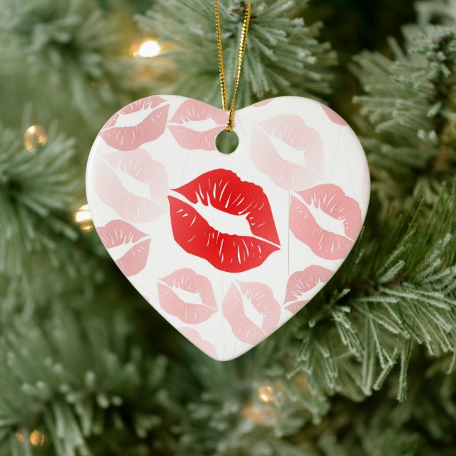 Lipstick Lips Ceramic Ornament (Tree)