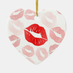 Lipstick Lips Ceramic Ornament