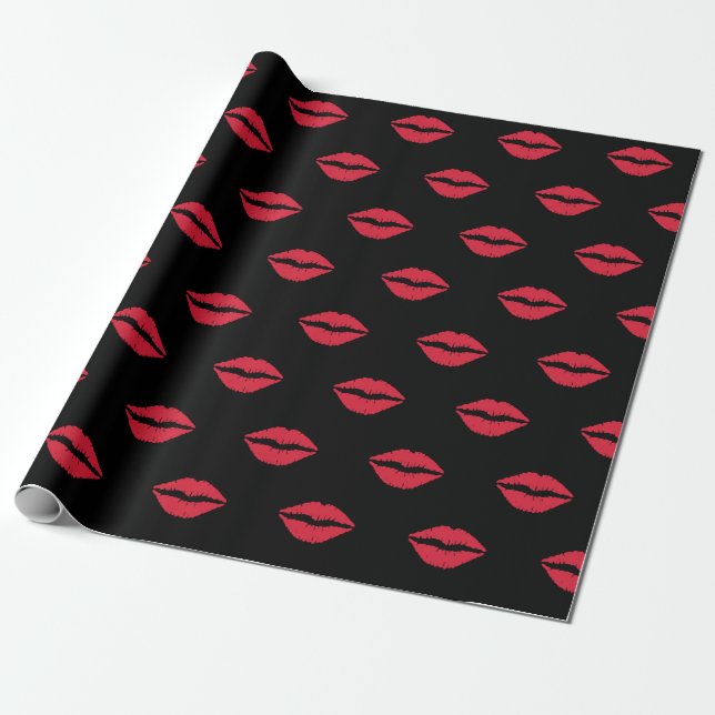 Lipstick Lips Gift Wrap (Unrolled)