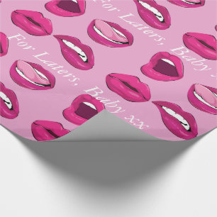 lipstick lips hot pink  gift wrap customizable