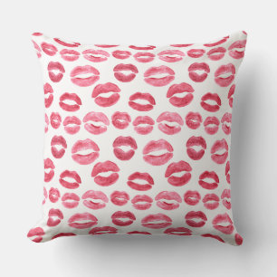 Lipstick Lips Throw Pillow