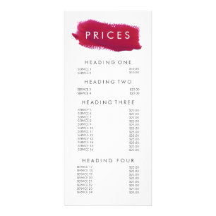 Lipstick Make Up Artist Beautician Menu Price List