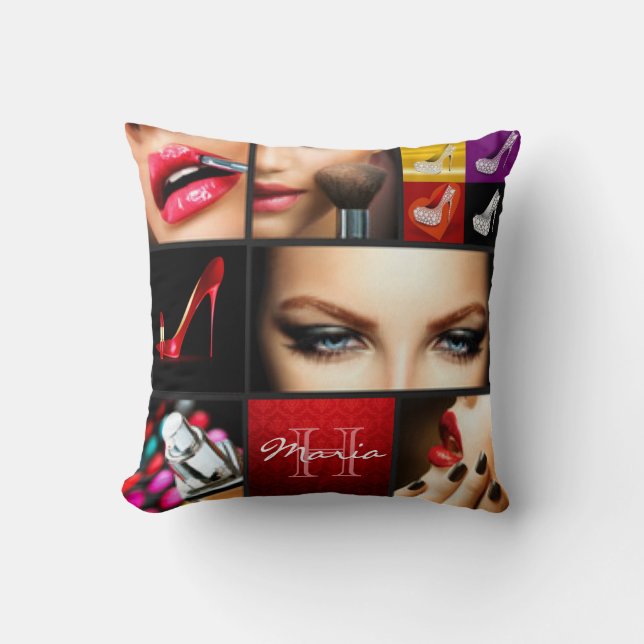 Lipstick Makeup Fashion Design Throw Pillow (Front)