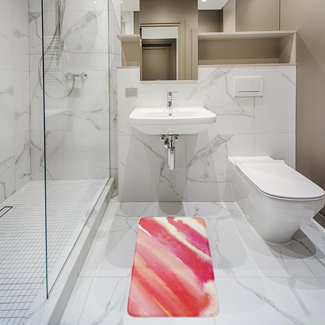 Lipstick Memories Pink Orange Watercolor Bath Mat (Creator Uploaded)