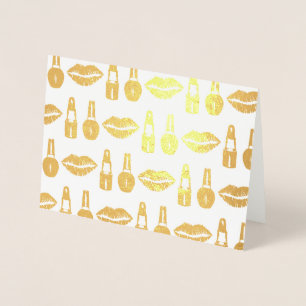 Lipstick Nail Polish Makeup Artist Beauty Fashion Foil Card